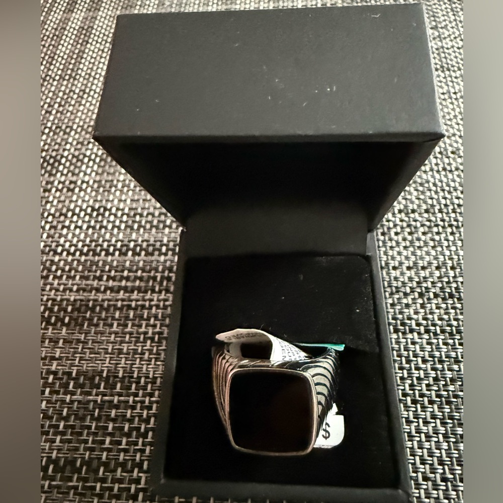 EFFY Stylish Black Onyx and Silver Men's Ring